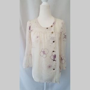 Kimchi Blue Sheer Flower Patterned Blouse